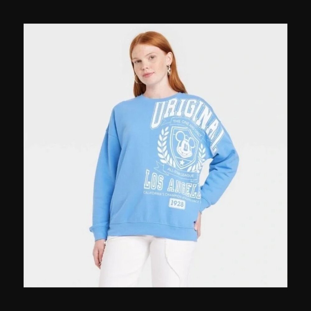 Disney Women's Original Mickey Graphic Sweatshirt -XXL Blue